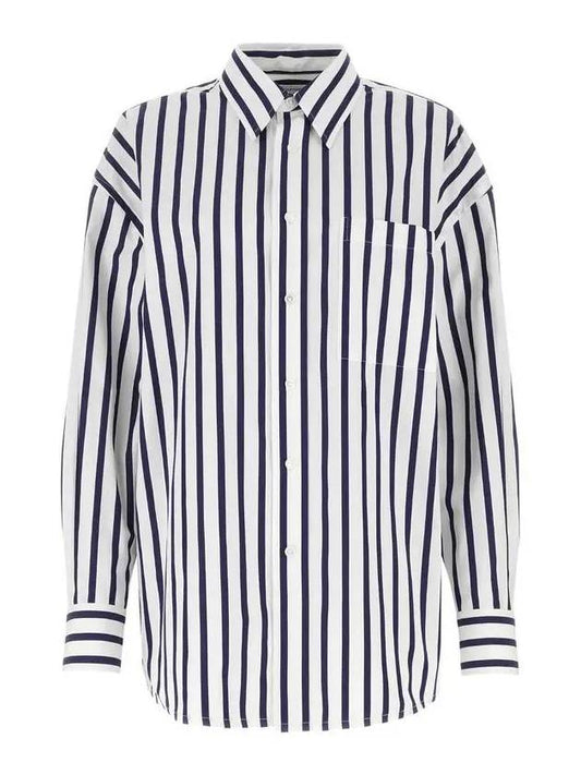 Women's Striped Cotton Shirt White - BOTTEGA VENETA - BALAAN.