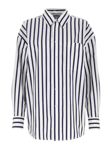 Striped Cotton Shirt White - BOTTEGA VENETA - BALAAN 1