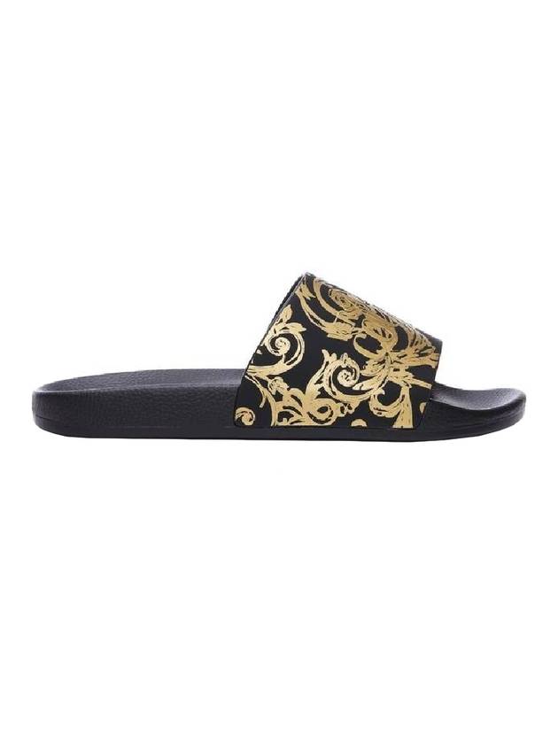 Jeans Couture Baroque Print Slippers Gold Black - VERSACE - BALAAN 1