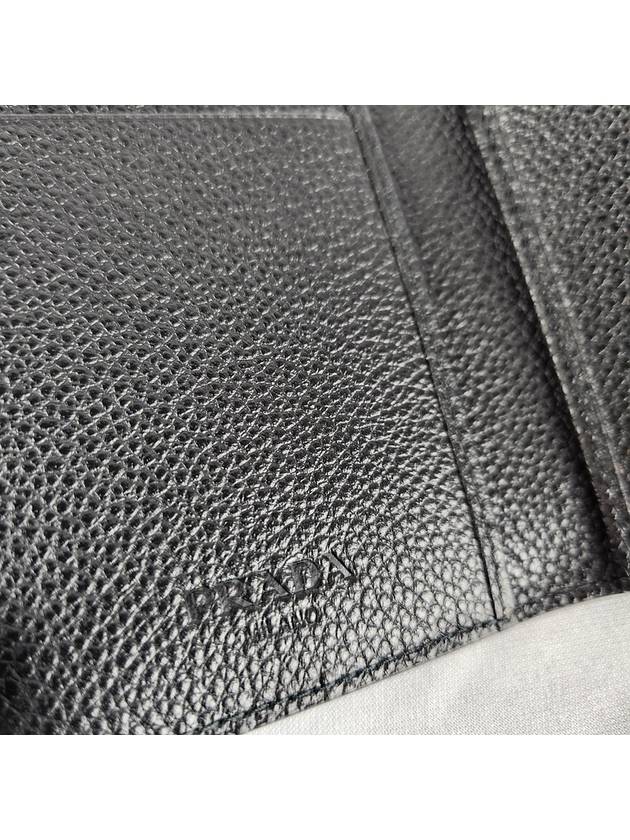 Vitello Triangle Logo Saffiano Flap Card Wallet Black - PRADA - BALAAN 6