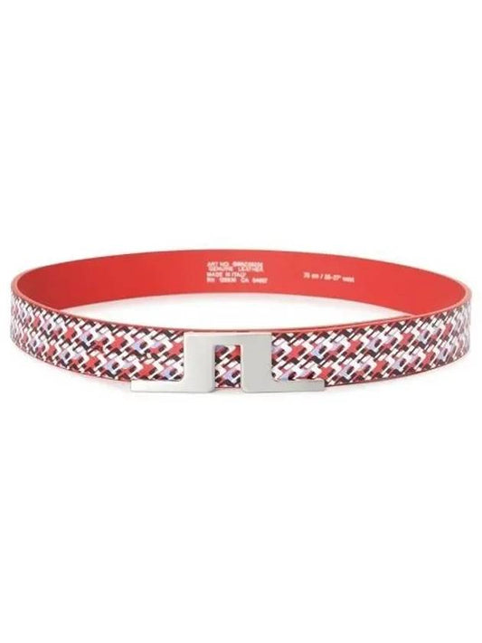 Betsy Print JL Micro Bridge Leather Belt Rose Red - J.LINDEBERG - BALAAN 2