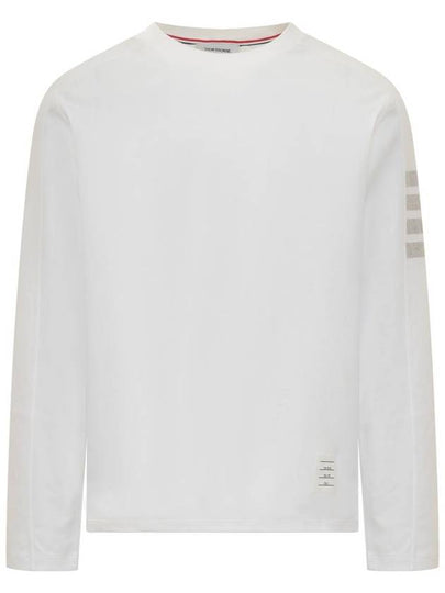 4-Bar Striped Cotton Long Sleeve T-Shirt White - THOM BROWNE - BALAAN 2