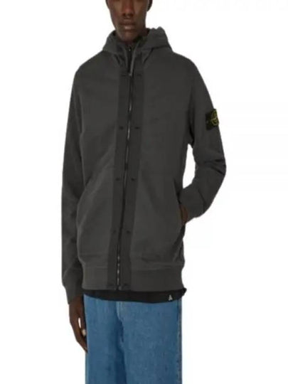 Wappen Patch Cotton Fleece Zip Up Hoodie Lead Gray - STONE ISLAND - BALAAN 2