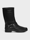 Mid  Rain Boots In Rubber And Calfskin Black - CELINE - BALAAN 2