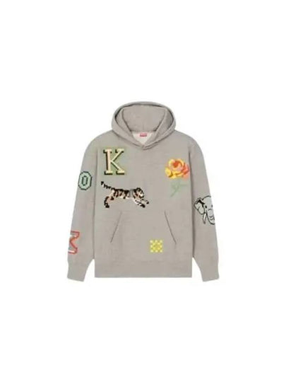 Pixel Oversized Hoodie Grey - KENZO - BALAAN 2