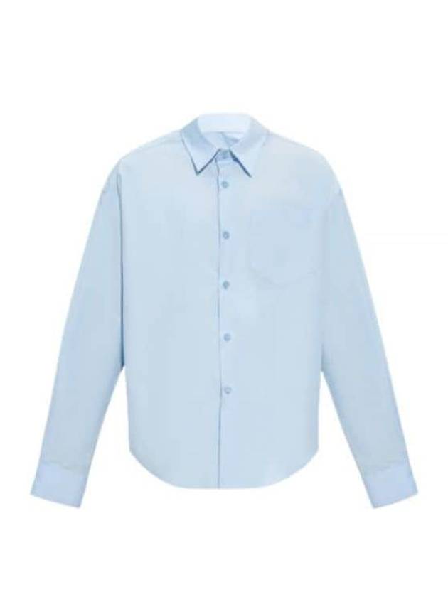 Boxy Fit Poplin Long Sleeve Shirt Blue - AMI - BALAAN 2