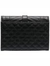 Matelasse Monogram Envelope Small Half Wallet Black - SAINT LAURENT - BALAAN 4