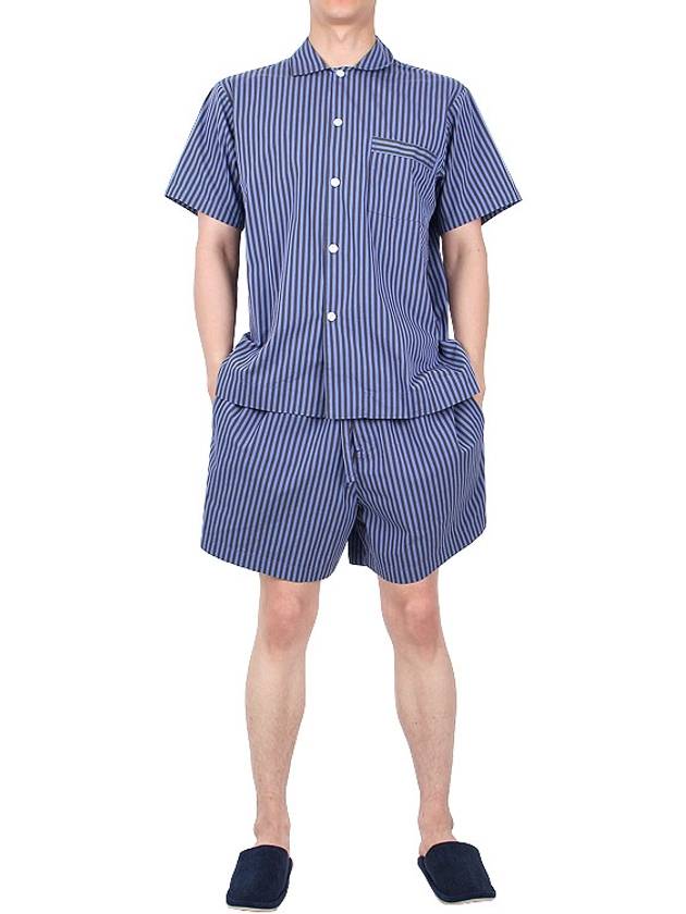 Poplin Striped Pajama Shorts Blue - TEKLA - BALAAN 7