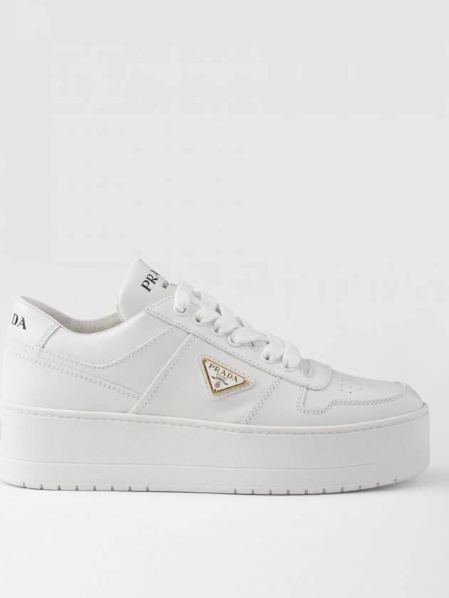 Downtown Bold Leather Low Top Sneakers White - PRADA - BALAAN 2