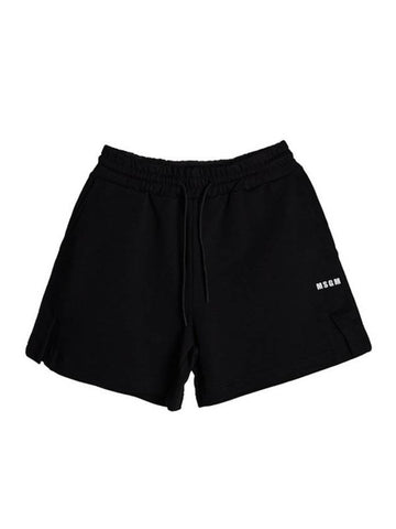 Women's Micro Logo Bermuda Cotton Shorts Black - MSGM - BALAAN 1