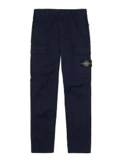 Stretch Cotton Gabardine Garment Dyed Cargo Straight Pants Navy - STONE ISLAND - BALAAN 2