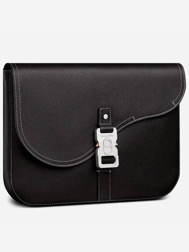 Saddle A4 Grained Calfskin Pouch Black - DIOR - BALAAN 4