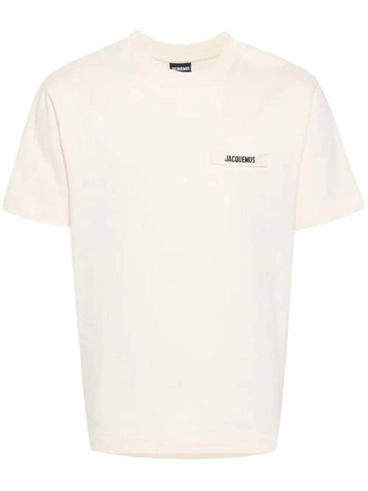 Le Gros Grain Logo Short Sleeve T-Shirt Beige - JACQUEMUS - BALAAN 1