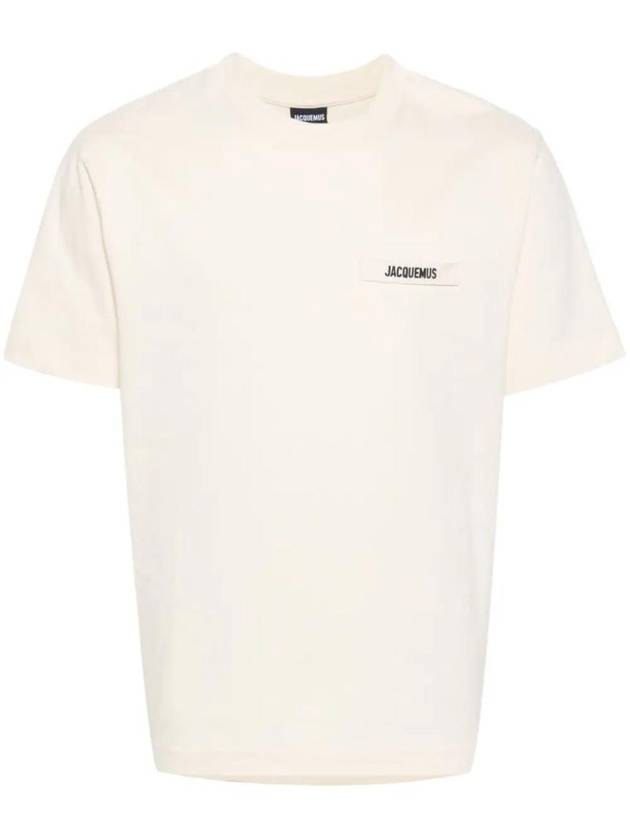 Le Gros Grain Logo Short Sleeve T-Shirt Beige - JACQUEMUS - BALAAN 1