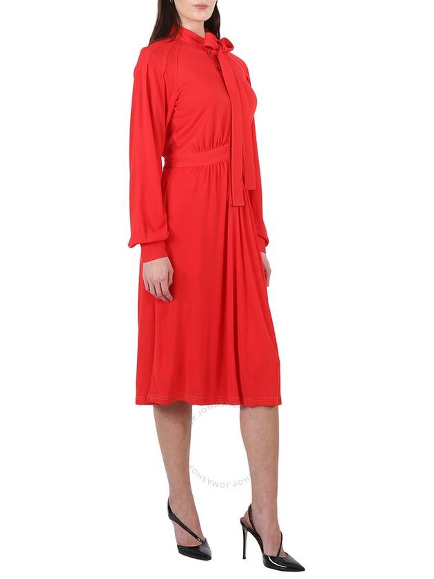 Women's Jersey Tie Neck Midi Dress Red - BURBERRY - BALAAN 3