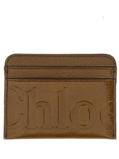 Logo Debossed Leather Card Wallet Brown - CHLOE - BALAAN 1