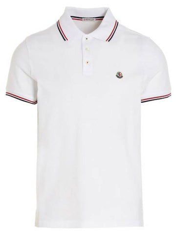 Logo Patch Polo Shirt Optical White I2 091 8A70300 84556 001 - MONCLER - BALAAN 1