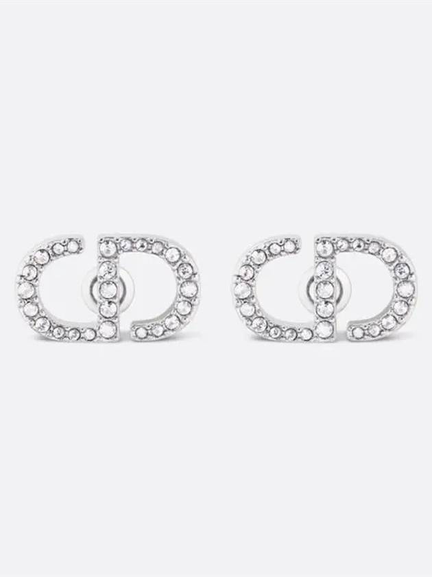 Petit CD Stud Crystal Earrings Silver - DIOR - BALAAN 2