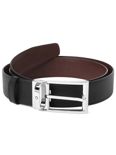 Rectangular Pin Buckle Reversible Leather Belt Black Brown - MONTBLANC - BALAAN 2