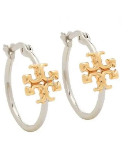 Eleanor Small Hoop Earrings Silver Gold - TORY BURCH - BALAAN 2