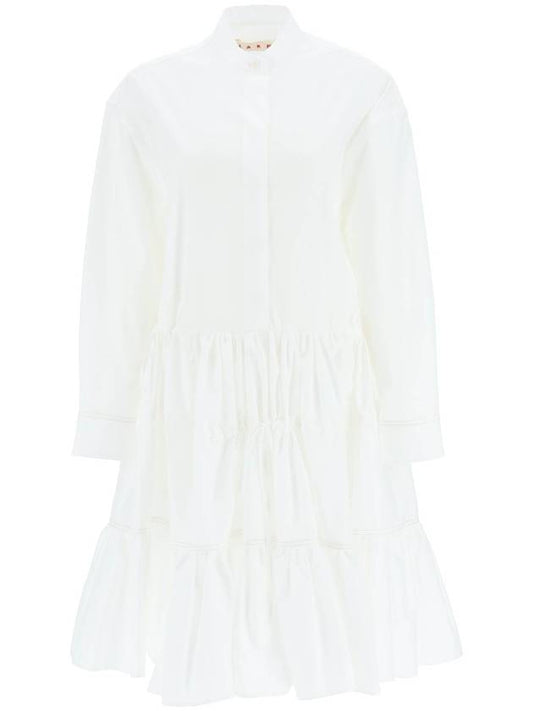 Showmiier Cotton Poplin Midi Dress White - MARNI - BALAAN 1