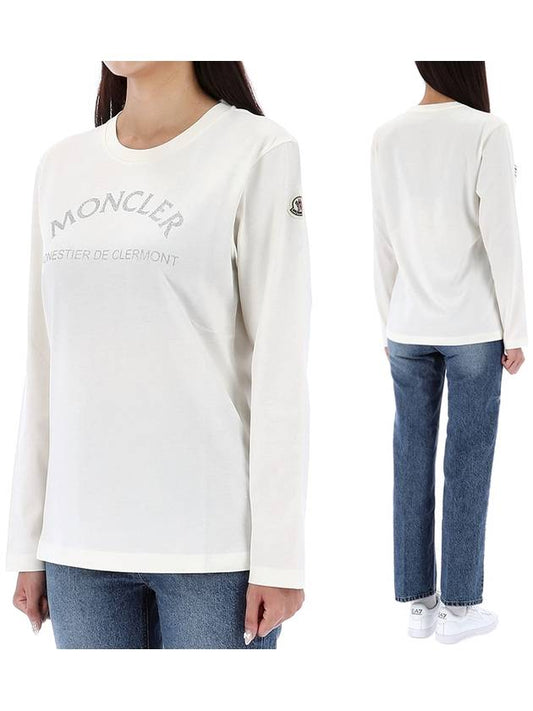 Glitter Logo Long Sleeve T-Shirt White - MONCLER - BALAAN 2