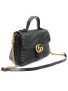 498110 Black Matelasse Chevron Gold Chain GG Marmont Top Handle Small 2WAY - GUCCI - BALAAN 3