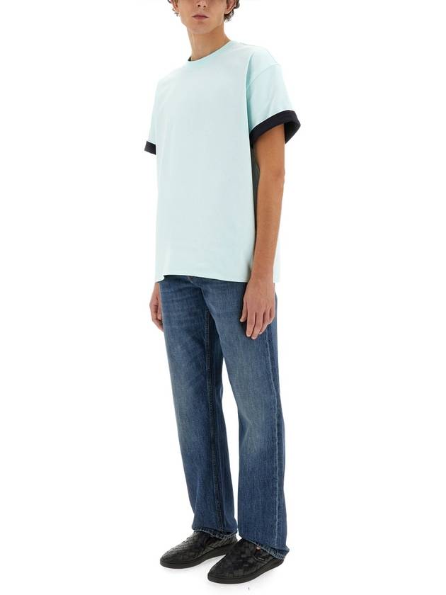 Long Sleeve T-Shirt 744998V16E04602 PALE TURQUOISE NAVY - BOTTEGA VENETA - BALAAN 3