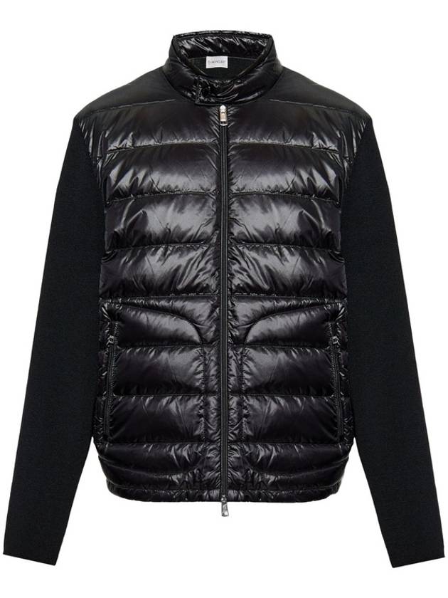 Logo Patch Padded Zip-Up Cardigan Black - MONCLER - BALAAN 3