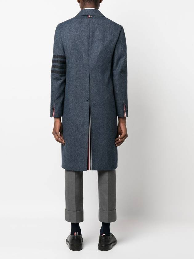 Men's Donegal Tweed 4 Bar Wool Single Coat Blue - THOM BROWNE - BALAAN 5