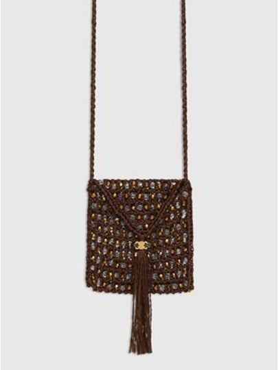 Crocheted Silk Pearl Mini Bag Brown - CELINE - BALAAN 2