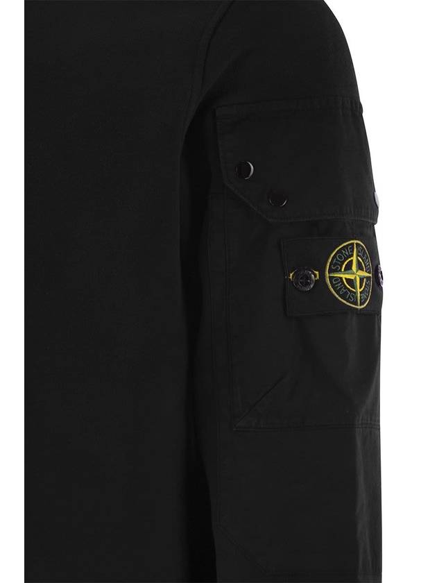 Brushed Organic Cotton Fleece Sweatshirt Black - STONE ISLAND - BALAAN 3