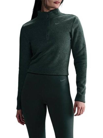 Phoenix Half Zip Up Long Sleeve T-Shirt Green - NIKE - BALAAN 1