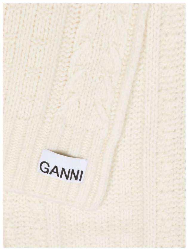 logo cable knit scarfwhite - GANNI - BALAAN 3