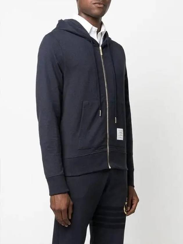 Lightweight Anchor Loopback 4-Bar Zip Up Hoodie Navy - THOM BROWNE - BALAAN 4