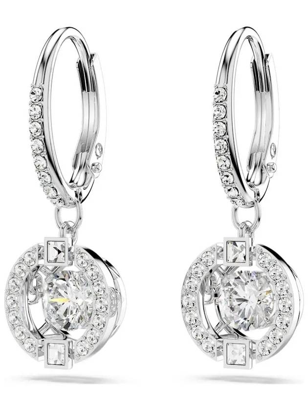 Una Drop Crystal Pierced Earrings Silver - SWAROVSKI - BALAAN 5