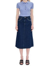 Redwood Rivet Flare Cut Denim A-Line Skirt Stonewashed Indigo - A.P.C. - BALAAN 3