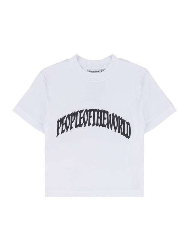 Cropped Arch Logo Short Sleeve T Shirt White - PEOPLE OF THE WORLD - BALAAN 1