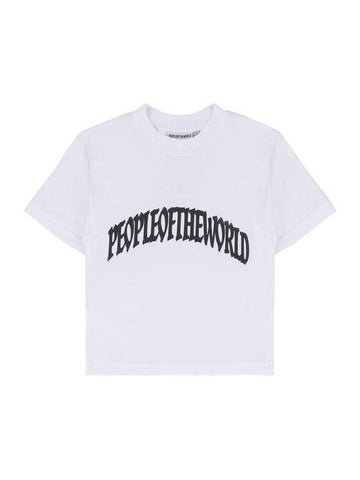 Cropped Arch Logo Short Sleeve T Shirt White - PEOPLE OF THE WORLD - BALAAN 1