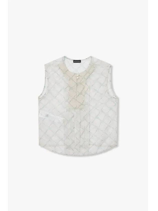 Women s Argyle Pattern Sleeveless Top Melange Beige - EMPORIO ARMANI - BALAAN 1