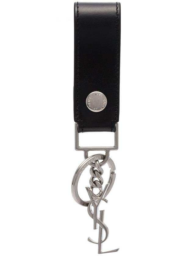 Monogram Leather Key Holder Black Silver - SAINT LAURENT - BALAAN 2