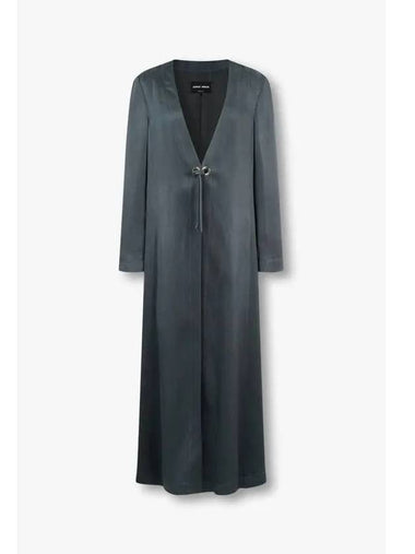 Women s Deep Slit String Silk Coat Blue Green - GIORGIO ARMANI - BALAAN 1