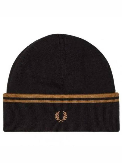 Fred Perry Twin Merino Wool Beanie Black C9150 - FRED PERRY - BALAAN 1