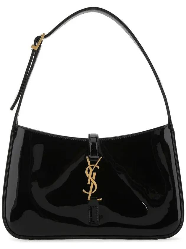 Le 5A 7 Shiny Leather Hobo Shoulder Bag Black - SAINT LAURENT - BALAAN 1