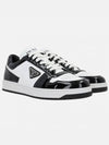 Men's Downtown Triangle Logo Leather Low Top Sneakers White Black - PRADA - BALAAN 2