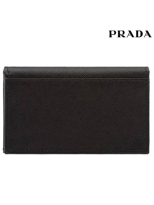 Saffiano Leather Triangle Logo Card Wallet Black - PRADA - BALAAN 4