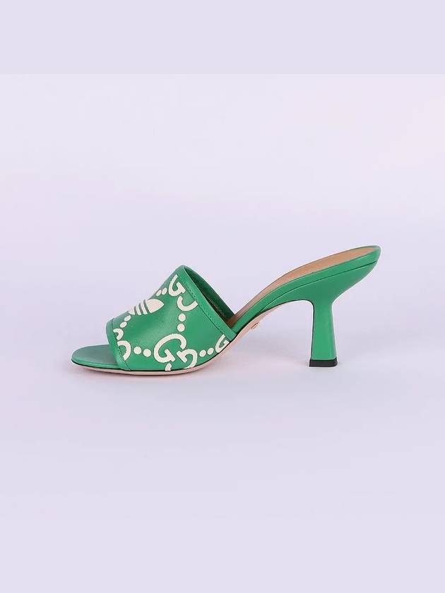 GG Logo Trefoil Leather Mule Heel Green - GUCCI - BALAAN 4