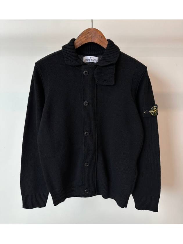 Kids Waffen Patch Full Zip Up Knit Cardigan Black - STONE ISLAND - BALAAN 2