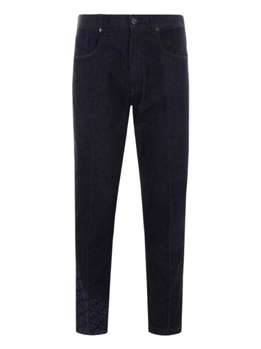 Men's Logo Print Straight Jeans Dark Blue - FENDI - BALAAN 1