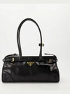 Medium Leather Tote Shoulder Bag Black - PRADA - BALAAN 2